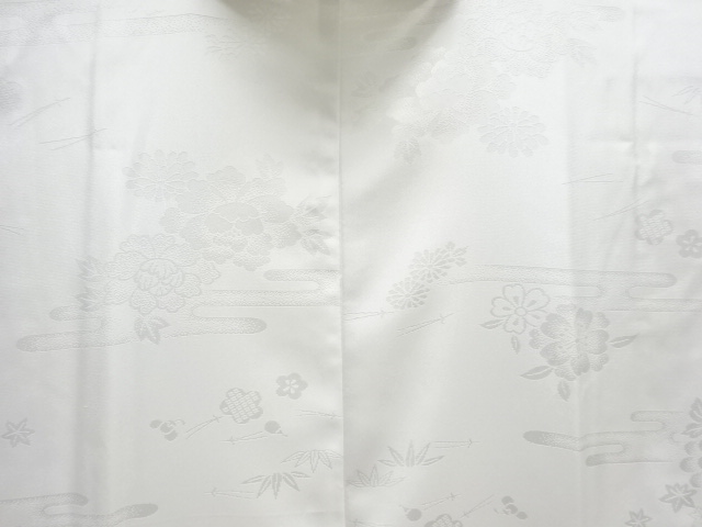  ヱ霞に草花模様織り出し単衣長襦袢